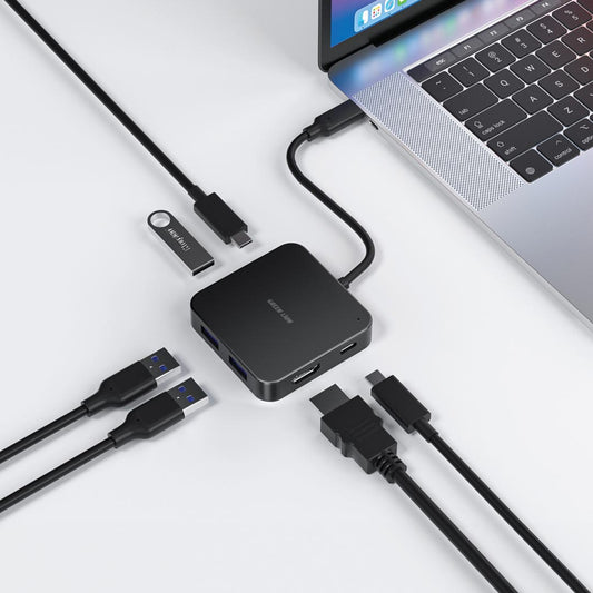 Green Lion 7-in-1 USB-C Hub – 100W PD, 3× USB-A Ports (5Gbps), 4K/60Hz HDMI, Type-C Data Upstream, 15cm Cable – Black