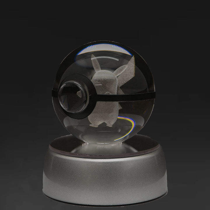 Pokémon 3D Crystal Ball Night Light – Laser Engraved with LED Base