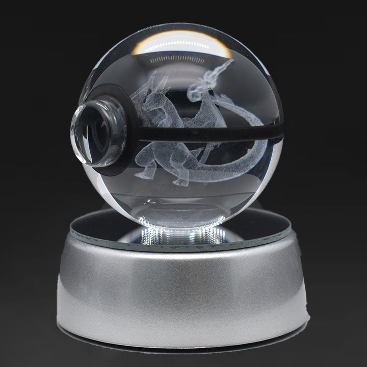 Pokémon 3D Crystal Ball Night Light – Laser Engraved with LED Base