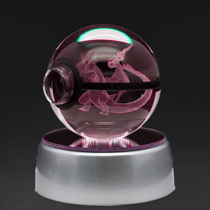Pokémon 3D Crystal Ball Night Light – Laser Engraved with LED Base