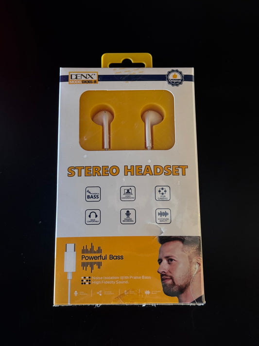DENX DX301-B Stereo Type-C Headset – HI-FI Sound, Deep Bass, Noise Isolation, 120cm Cable