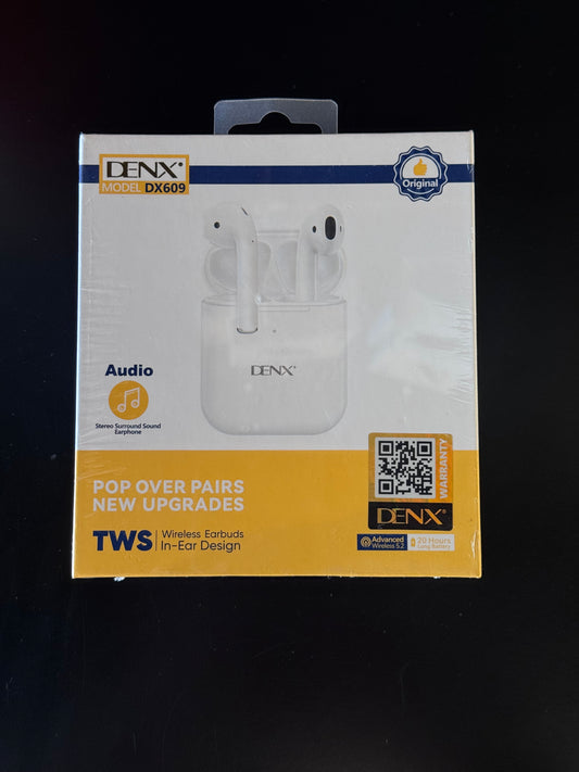 DENX DX609 ANC Wireless Earbuds – Bluetooth 5.2, Binaural Call, 100H Standby, Noise Cancelling, White
