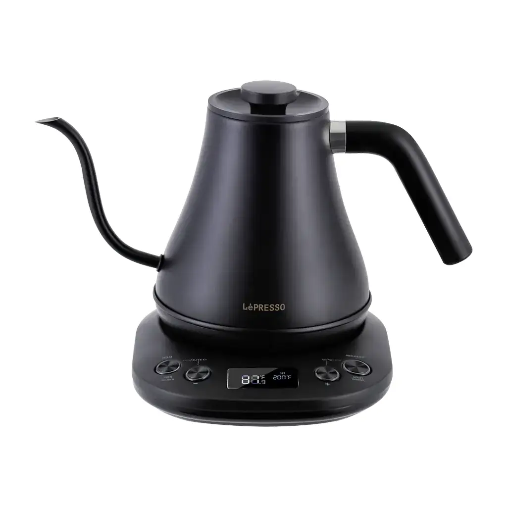 LePresso Electric Pour-Over Kettle – Precision Gooseneck Kettle with Digital Display, Temp Control & Brew Stopwatch | 800mL, 304 Stainless Steel, 1200W (Black)