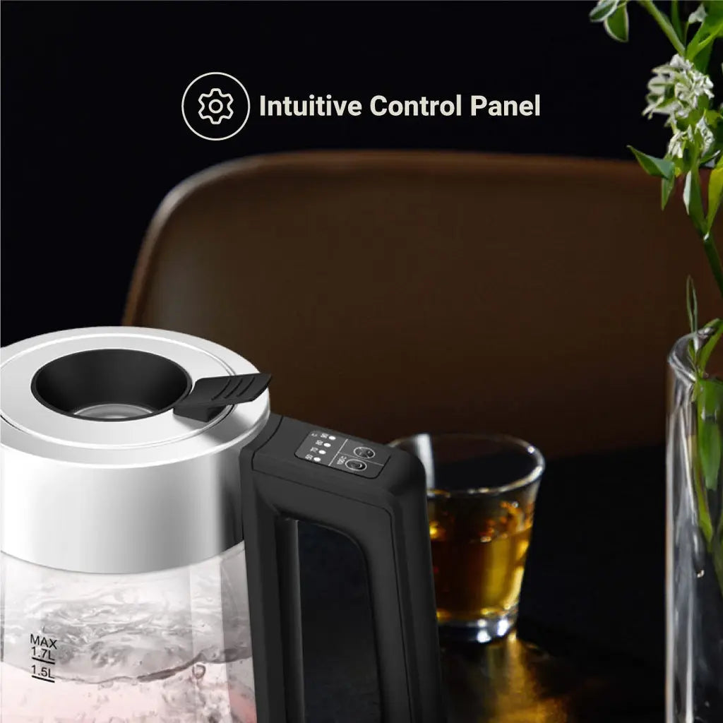 LePresso Multi-Temperature Illuminated Glass Kettle – 1.7L Fast-Boil Kettle with LED Lights, Temp Control (50°C–100°C), Keep-Warm, & Boil-Dry Protection | 2200W, UK Plug – Black The Wonders Mart Trading™