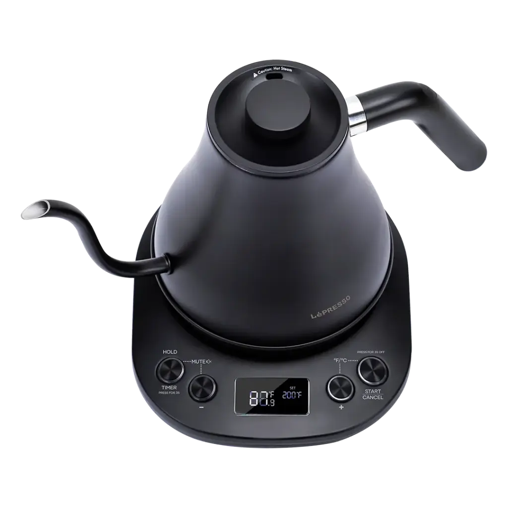 LePresso Electric Pour-Over Kettle – Precision Gooseneck Kettle with Digital Display, Temp Control & Brew Stopwatch | 800mL, 304 Stainless Steel, 1200W (Black)