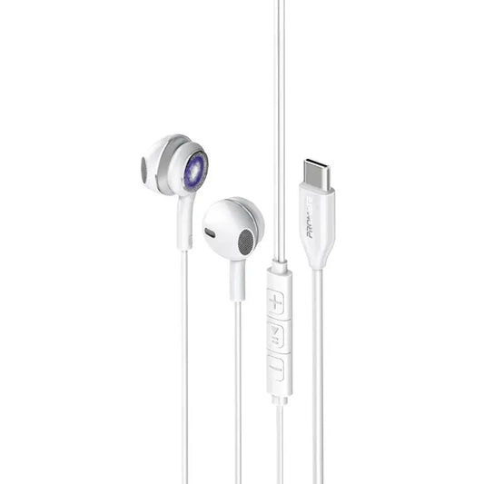 Promate LumiBuds-C | Transparent USB-C RGB Wired Stereo Earphones with Mic, 14mm Dynamic Drivers & In-Line Controls The Wonders Mart Trading™