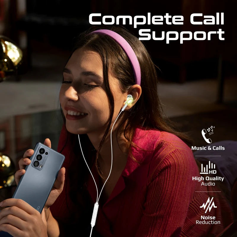 Promate LumiBuds-C | Transparent USB-C RGB Wired Stereo Earphones with Mic, 14mm Dynamic Drivers & In-Line Controls