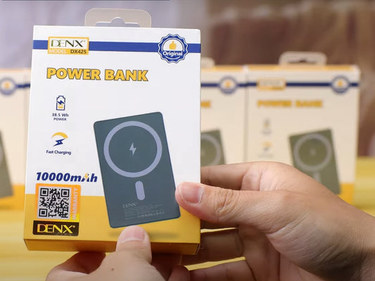 DENX 10000mAh MagSafe Wireless Power Bank – Fast Charging, Compact Metal Design, LED Power Display, 5V/3A Output