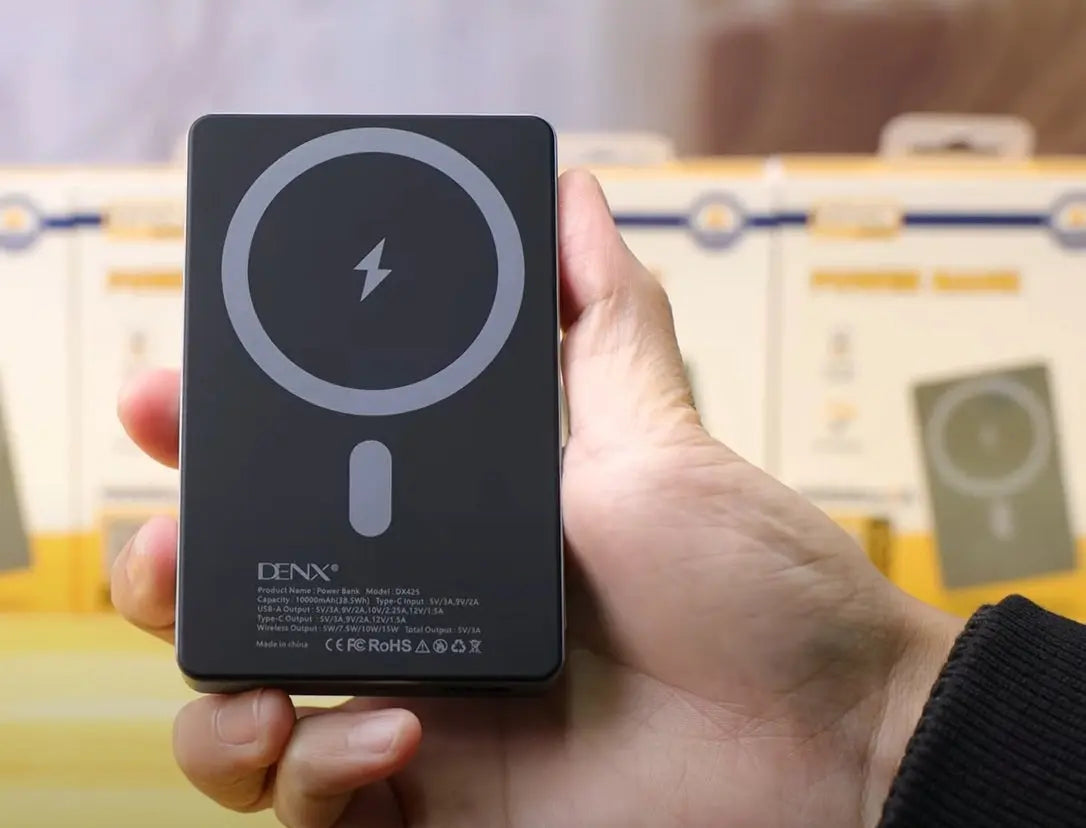 DENX 10000mAh MagSafe Wireless Power Bank – Fast Charging, Compact Metal Design, LED Power Display, 5V/3A Output The Wonders Mart Trading™