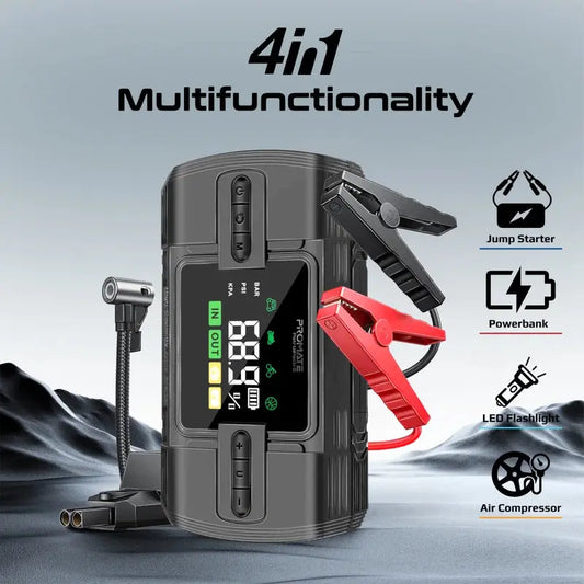 PROMATE PatrolPack-3 | 4-in-1 1200A Car Jump Starter with 150PSI Air Compressor, 12000mAh Power Bank, QC 3.0 USB Ports & LED Display The Wonders Mart Trading™