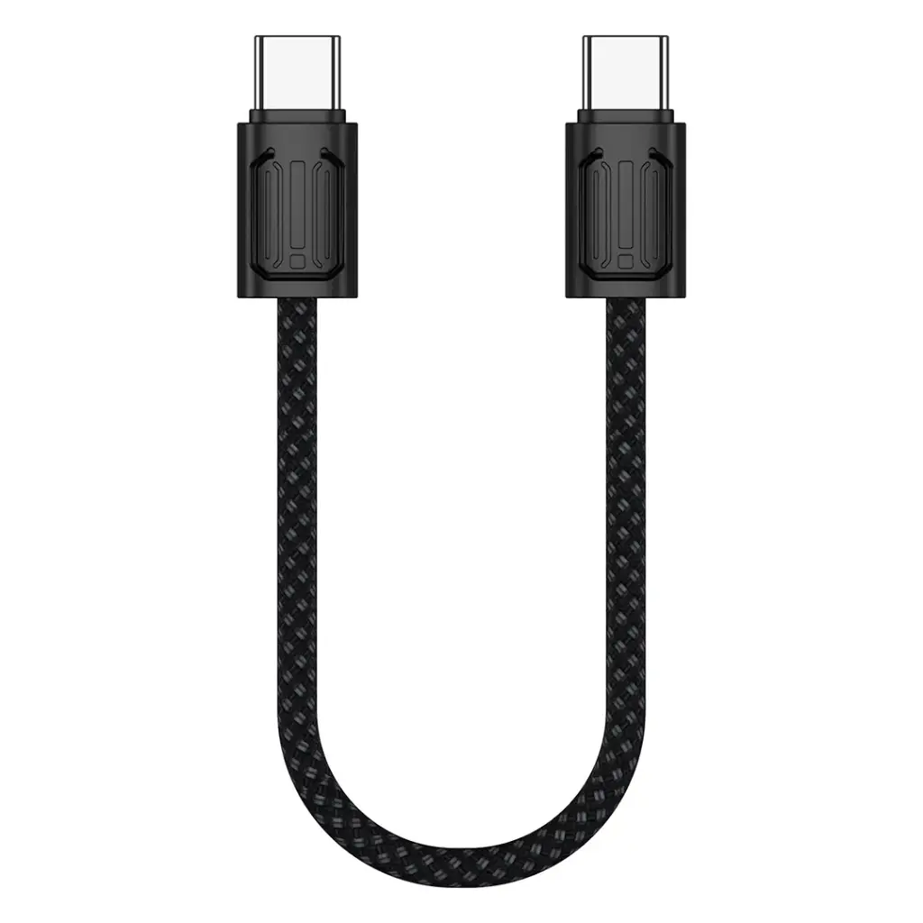Porodo Chargeloop USB-C to USB-C Keychain Data Cable – 60W PD Fast Charging, 0.2m – Black