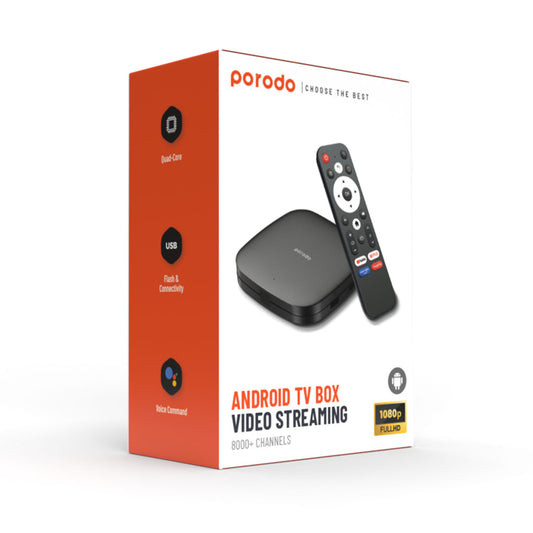 orodo Android TV Box – Full HD Streaming with Bluetooth Remote & 4K Support