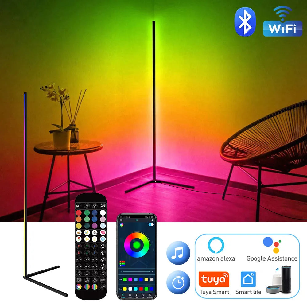 Dimmable RGB Corner Floor Lamp 140cm Stand Smart APP LED Mood Light for Bedroom Nordic Home Decor Interior lighting
