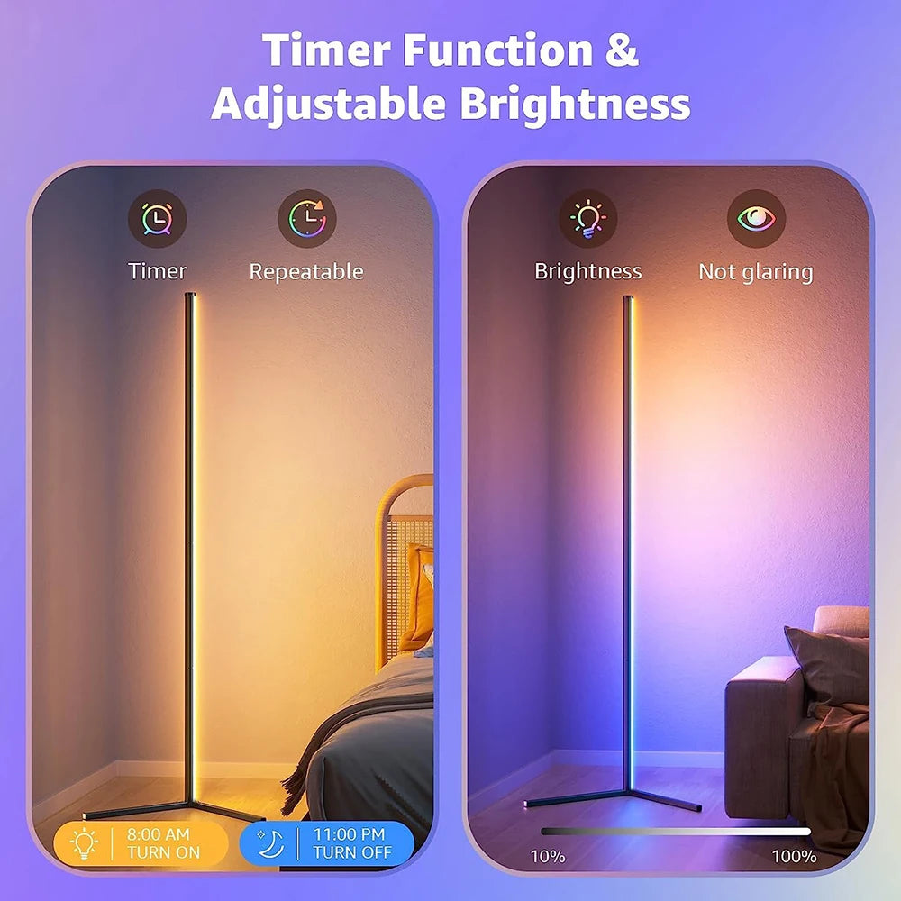 Dimmable RGB Corner Floor Lamp 140cm Stand Smart APP LED Mood Light for Bedroom Nordic Home Decor Interior lighting