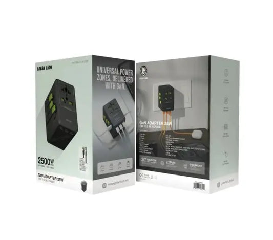 Green Lion GaN Adapter 35W 6 in 1 | 2 in 2 Cable - Black The Wonders Mart Trading™