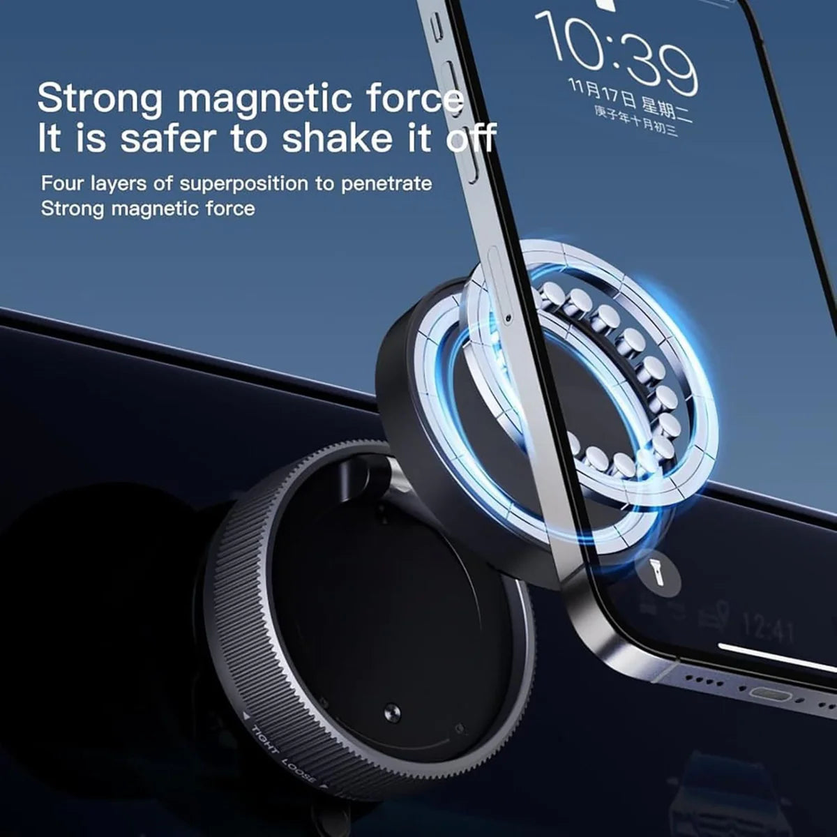 K10a Vacuum Magnetic Phone Holder – Compact 360° Rotatable Car Mount