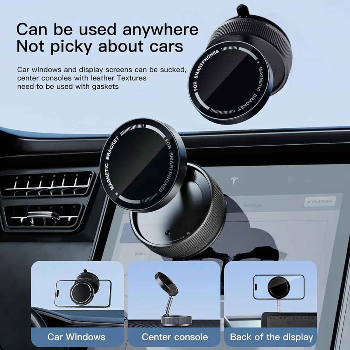 K10a Vacuum Magnetic Phone Holder – Compact 360° Rotatable Car Mount