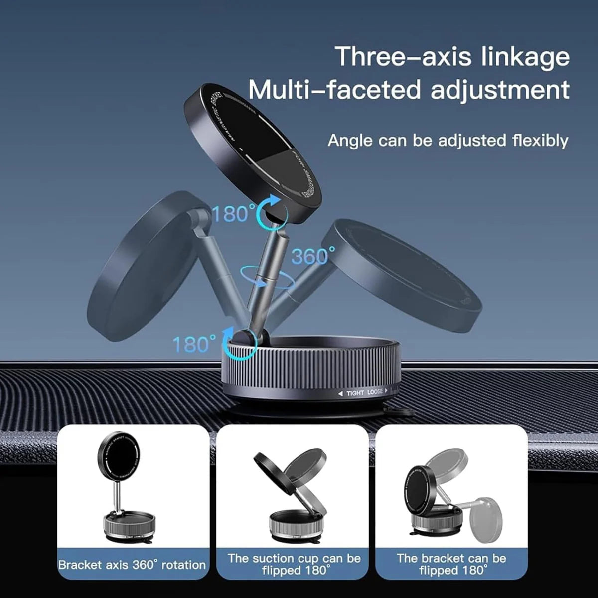 K10a Vacuum Magnetic Phone Holder – Compact 360° Rotatable Car Mount