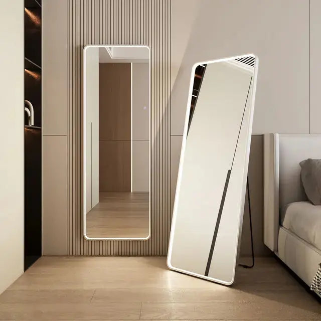 Taktik Full-Length LED Dressing Mirror with Smart Touch Lighting – 160x53cm Wall-Mount or Freestanding The Wonders Mart Trading™