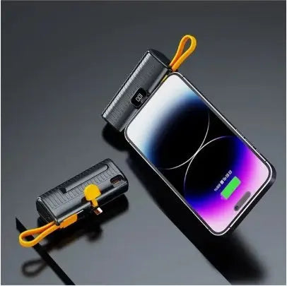 DENX 5000mAh Portable Power Bank – Dual Fast Charging Outputs, 22.5W High-Speed Charging, Built-in Cables, LED Display, Compact Size The Wonders Mart Trading™