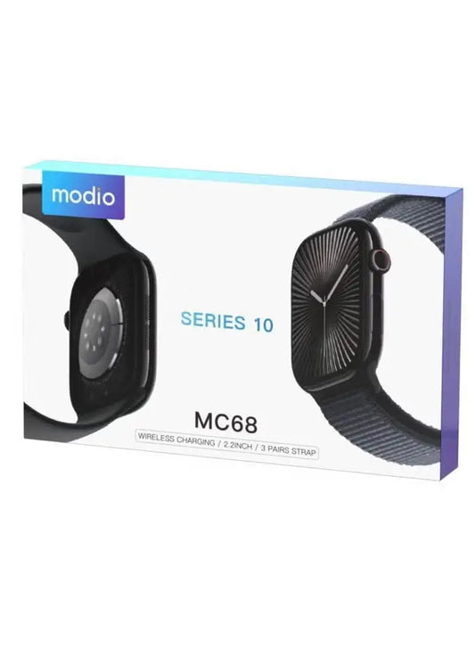 Modio MC68 Series 10 Smartwatch 2.2 Inch Large Screen Display With 3 Pair Straps and Charging Cable Designed for Ladies and Gents The Wonders Mart Trading™