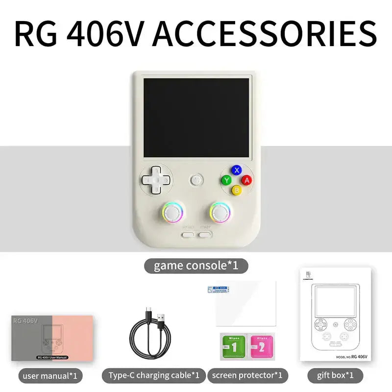 ANBERNIC RG406V Handheld Game Console, 4-inch IPS Multi-touch Screen Retro Game Console 128G UFS2.2 Android 13 Retro Emulator, 5500mAh Battery 1080p DP Output WIFI Bluetooth The Wonder Mart
