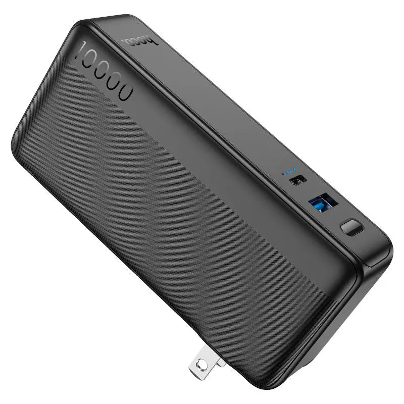 HOCO Q16 Friendly 10000mAh Power Bank with EU/US Plug – 22.5W Fast Charging, Type-C & USB-A, Wall Charger + Power Bank Hybrid The Wonders Mart Trading™