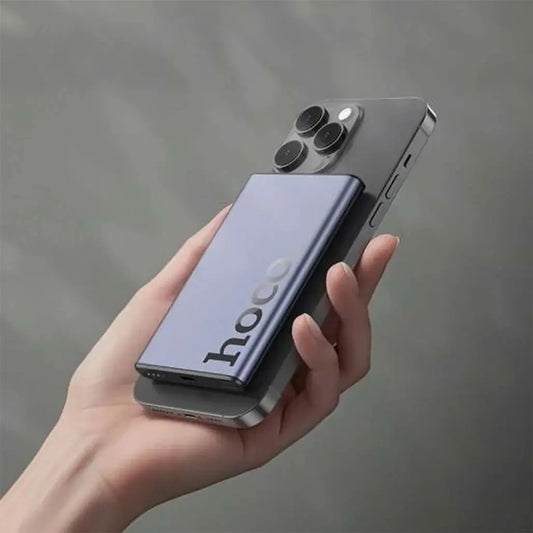 HOCO Q32 Magnetic Power Bank 5000mAh – 20W PD Fast Charging | MagSafe Compatible | Metal Grey The Wonders Mart Trading™
