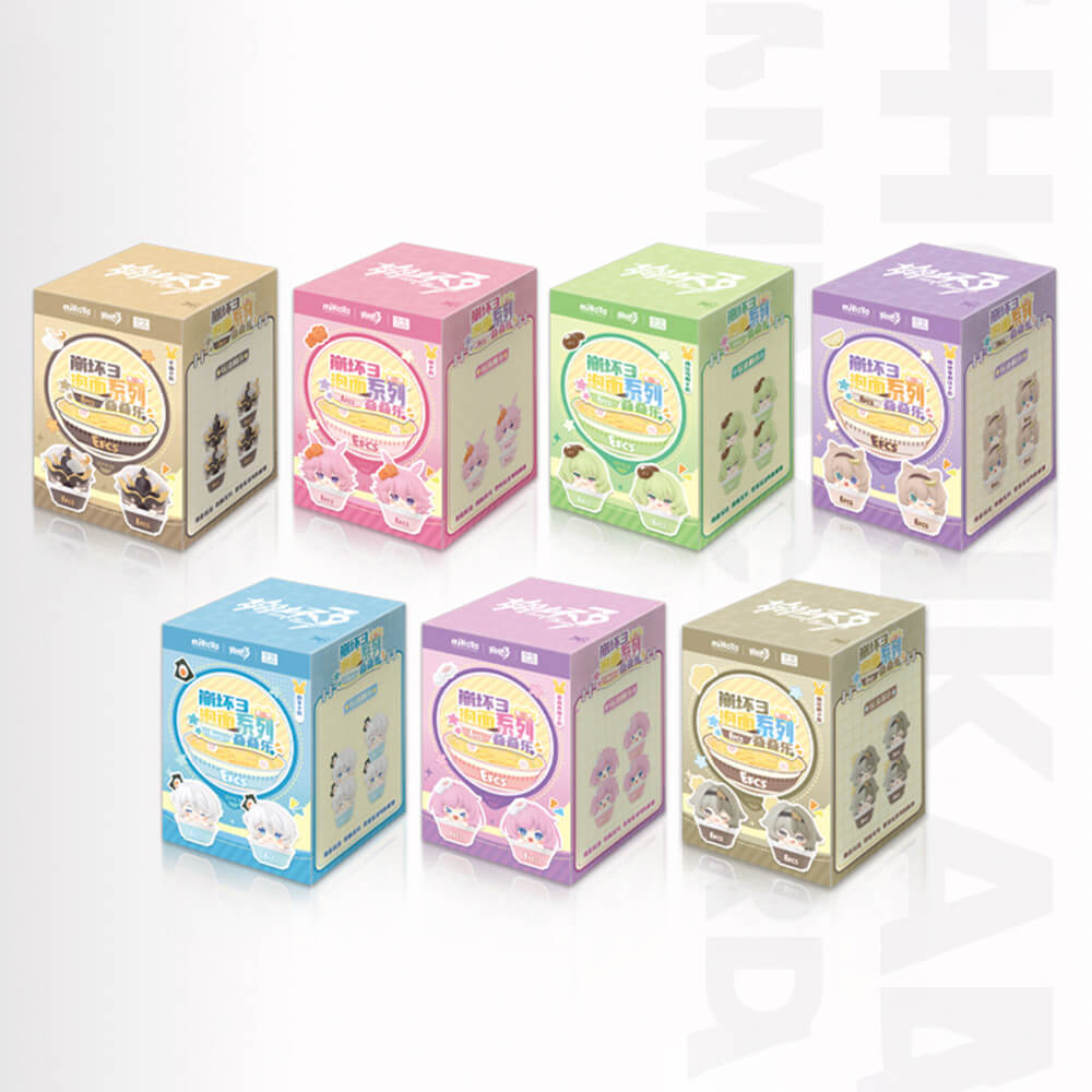 Honkai Impact 3rd Instant Noodle Vol. 1 character-set packaging reference; two-piece character boxes shown, but this listing includes only one random mystery pack.
