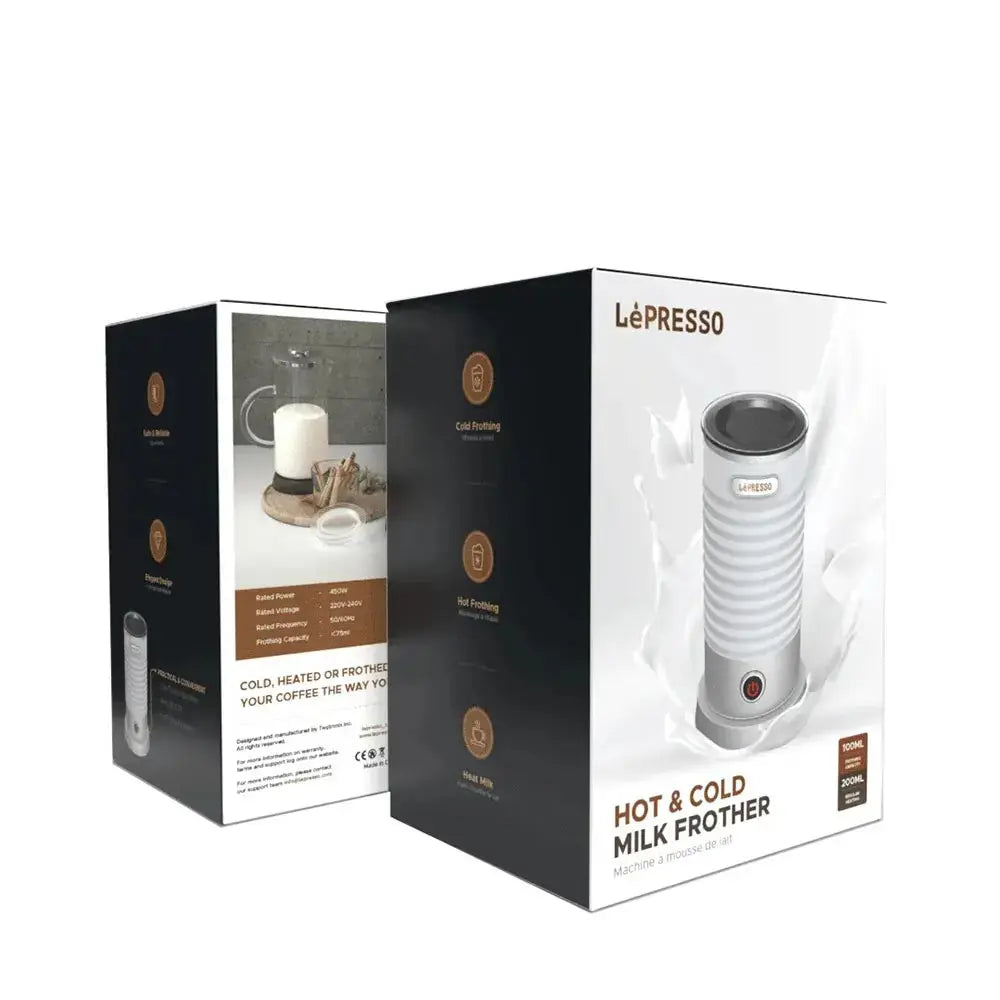 LePresso Hot & Cold Milk Frother – 110mL Frothing, 200mL Heating, One-Touch Operation | Lightweight & Portable, Non-Stick Interior, Safe & Reliable The Wonders Mart Trading™