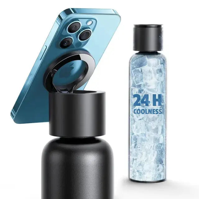 Taktik Thermal Bottle with Magnetic Phone Holder – 750ml Hot & Cold Insulated Flask with Built-in MagSafe Stand ( Light Green ) The Wonders Mart Trading™