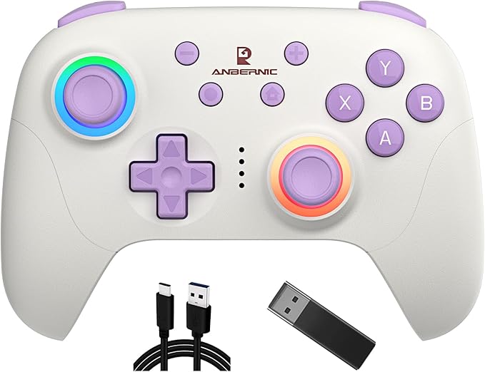 Anbernic RG P01 Retro Games Controller Bluetooth Wireless, Wired Gamepad with Hall Effect Joystick/Hall Triggers Joystick Light Control RGP01 Xbox Controller for PC,Steam,Android (Radiant Purple)