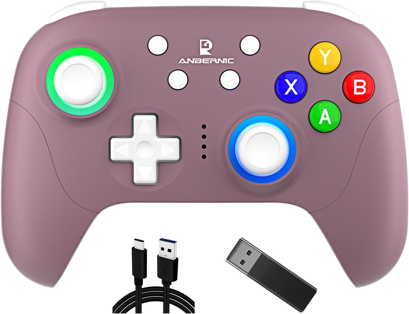 Anbernic RG P01 Retro Games Controller Bluetooth Wireless, Wired Gamepad with Hall Effect Joystick/Hall Triggers Joystick Light Control RGP01 Xbox Controller for PC,Steam,Android (Radiant Purple)
