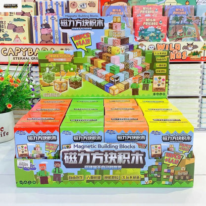 Minecraft Magnetic Building Blocks – Random Character Bucket | 10PCS / 100PCS Sets The Wonders Mart Trading™