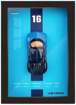 
3D Sports Car Frame | Wall Art | Wooden Frame model with Removable Die cast Cars, Lights, Pull-Back Action & Opening Doors | Collectibles The Wonders Mart Trading™