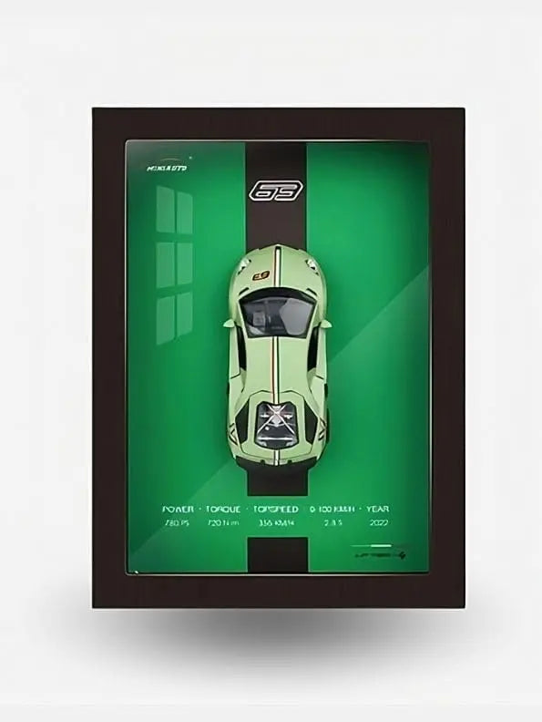 
3D Sports Car Frame | Wall Art | Wooden Frame model with Removable Die cast Cars, Lights, Pull-Back Action & Opening Doors | Collectibles The Wonders Mart Trading™