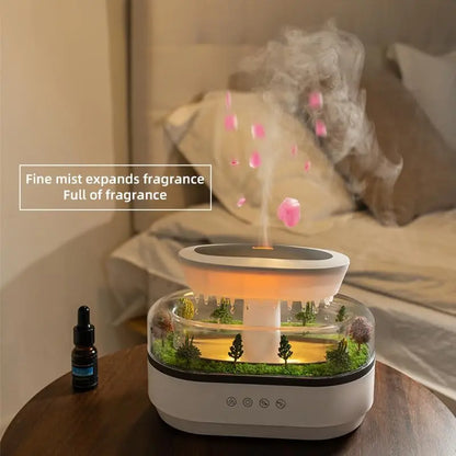 Raindrop Night Light Aroma Diffuser – 250ML Essential Oil Humidifier with White Noise, 7-Color Mood Light, Micro-Landscape Design for Home, Bedroom, Yoga & Office The Wonders Mart Trading™