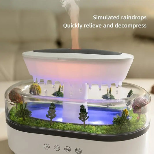 Raindrop Night Light Aroma Diffuser – 250ML Essential Oil Humidifier with White Noise, 7-Color Mood Light, Micro-Landscape Design for Home, Bedroom, Yoga & Office The Wonders Mart Trading™