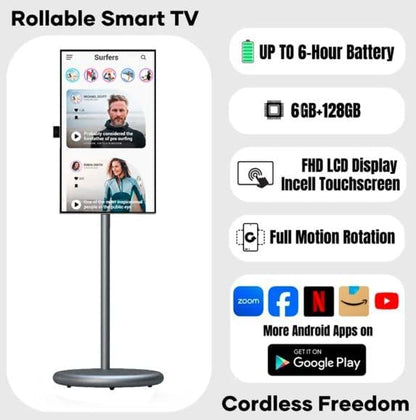 Taktik Smart Floor Display – 21.5”, 27”, 32” | Rotatable Android Touch Screen with Battery, Wi-Fi & HD Display