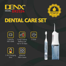 DENX DX2524 Smart Dental Care Set – Rechargeable Water Flosser & Ultra-Light Toothbrush with Built-In Toothpaste Tank | Compact, Travel-Friendly Oral Hygiene Kit The Wonders Mart Trading™
