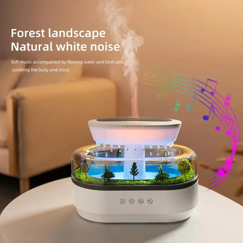 Raindrop Night Light Aroma Diffuser – 250ML Essential Oil Humidifier with White Noise, 7-Color Mood Light, Micro-Landscape Design for Home, Bedroom, Yoga & Office The Wonders Mart Trading™