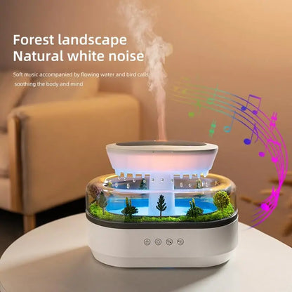 Raindrop Night Light Aroma Diffuser – 250ML Essential Oil Humidifier with White Noise, 7-Color Mood Light, Micro-Landscape Design for Home, Bedroom, Yoga & Office The Wonders Mart Trading™