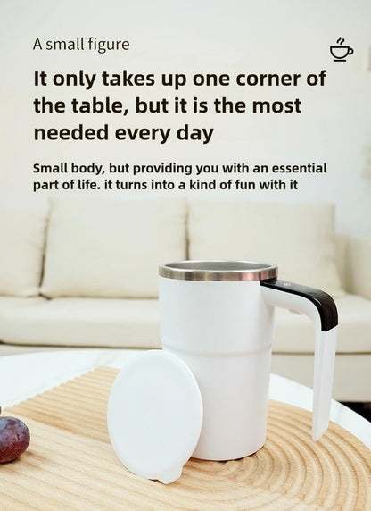 Automatic Stirring Coffee Mug – LED Temp Display, Rechargeable Magnetic Mixer, 380ml – Portable Stainless Steel Thermos for Coffee, Tea, & More