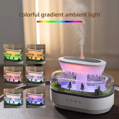 Raindrop Night Light Aroma Diffuser – 250ML Essential Oil Humidifier with White Noise, 7-Color Mood Light, Micro-Landscape Design for Home, Bedroom, Yoga & Office The Wonders Mart Trading™