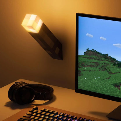 Minecraft-Inspired Pixel Torch LED Lamp – Gaming Room Night Light with Flicker Mode The Wonders Mart Trading™