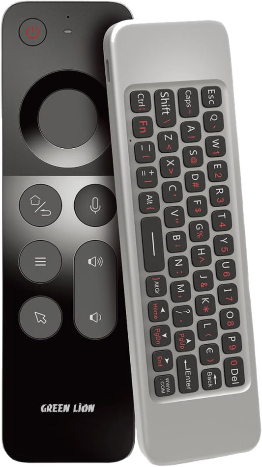 Green Lion Rechargeable 4 in 1 Wireless Universal Remote With Keyboard, for Samsung Smart-TV, Air mouse, Ir remote, Voice control, Compatible With Computer, Projector, Android/Windows/MacOS/Linux