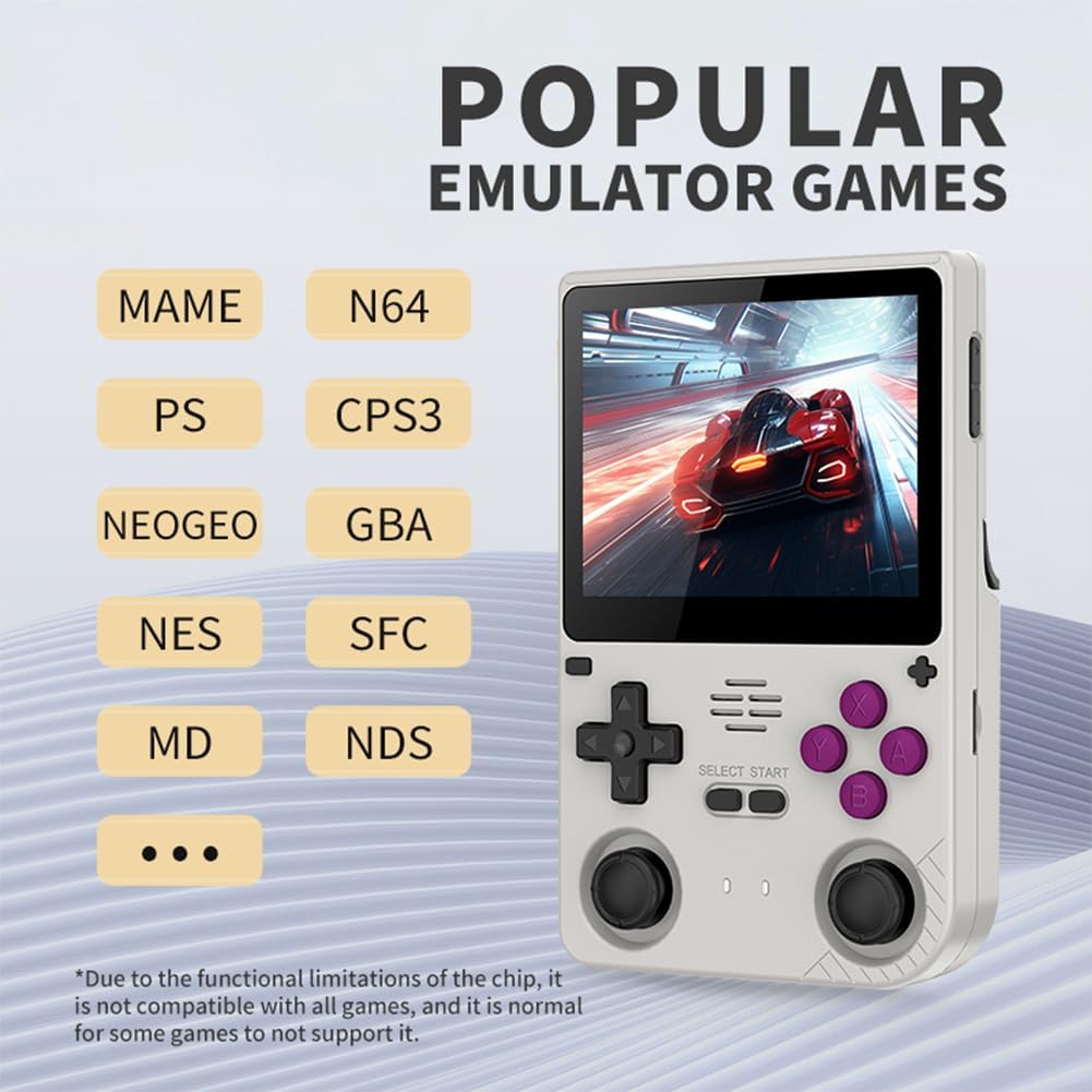 Powkiddy V20 Retro Handheld Game Console - 3.5" IPS Screen, Quad-Core CPU, 5000mAh Battery, Dual TF Slots, 10-Hour Playtime, Open-Source System