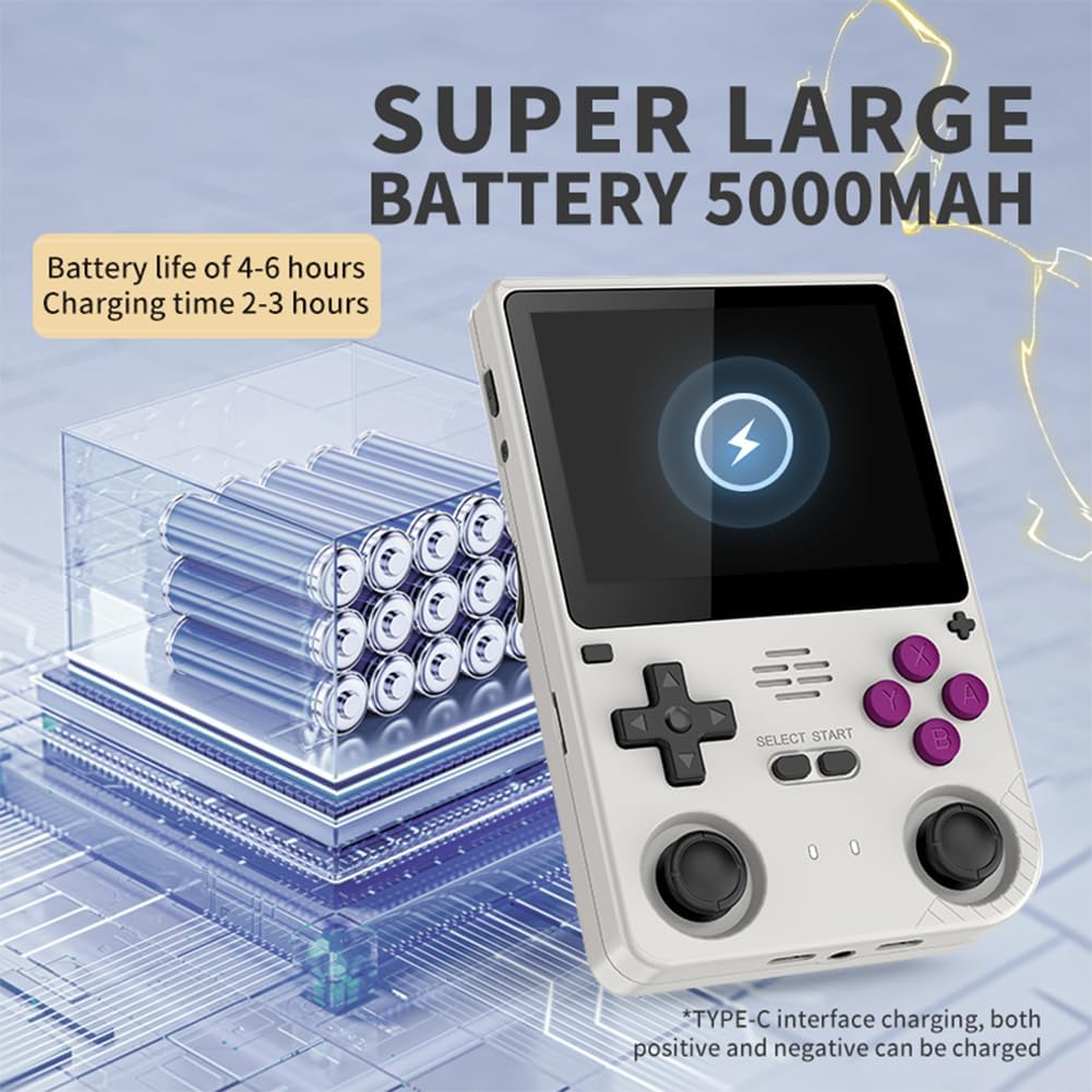 Powkiddy V20 Retro Handheld Game Console - 3.5" IPS Screen, Quad-Core CPU, 5000mAh Battery, Dual TF Slots, 10-Hour Playtime, Open-Source System