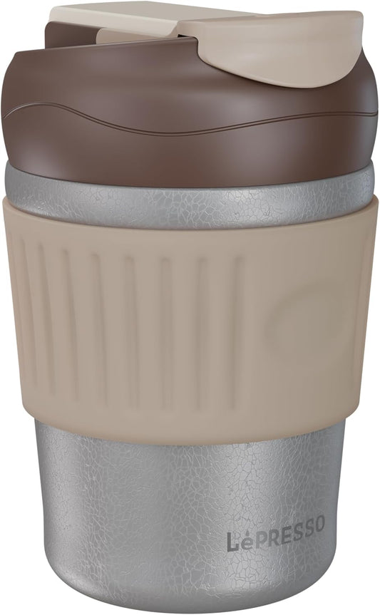 LePresso Dual Sip Tumbler Mug, 350ml Capacity, BPA Free & Leak-Proof Lid, Comfortable Grip, Stainless Steel Tumbler, Durable Thermal Insulation, Perfect for Hot Coffee & Cold Fresh Beverages