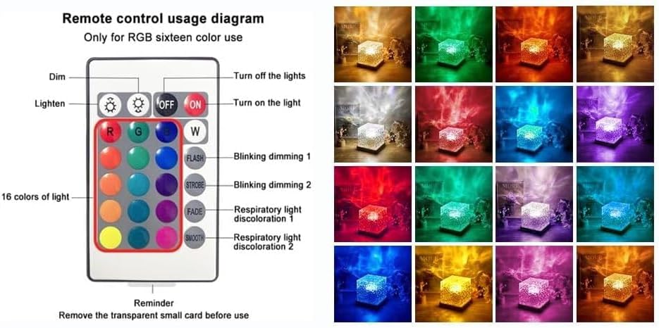 Ocean Wave Projector Lamp – 16 Color RGB Light with Remote | Underwater Effect Night Light for Bedroom, Living Room & Gifts